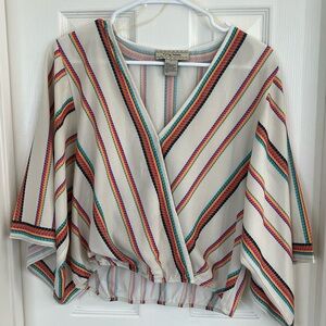 Striped Multicolor V-Neck Women's Top Flying Tomato Small